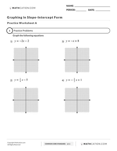 Slope Intercept Form Practice Problems