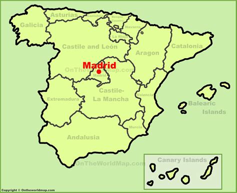 Madrid location on the Spain map - Ontheworldmap.com