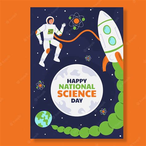 Free Vector | Flat national science day vertical poster template