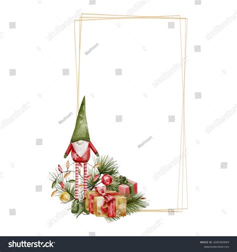 Gold Christmas Frame On White Background Stock Illustration 2205583093 ...