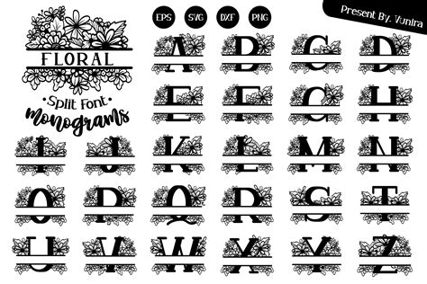 Floral | Split Font Monogram Graphic by Vunira · Creative Fabrica