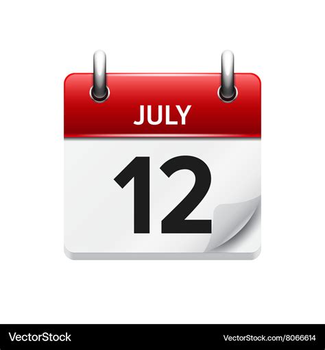 July 12 flat daily calendar icon date Royalty Free Vector