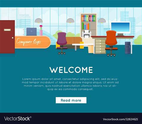 Welcome to office web banner in flat design Vector Image