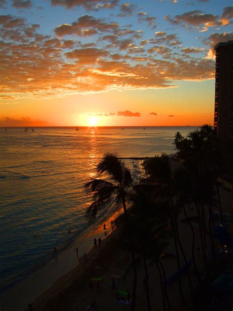 Sunset on Waikiki Beach in Honolulu, Hawaii image - Free stock photo ...