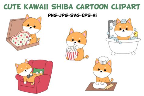 Cute Shiba Inu Cartoon Character Clipart Graphic By Alexi Store