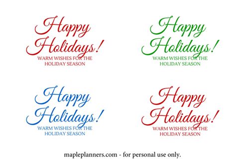 Happy Holidays Cards - Download Free Printables