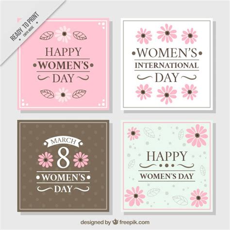 Free Vector | Several women's day cards with floral decoration