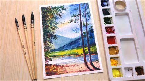 Beautiful Scenery Drawing With Watercolor - Watercolor painting ...