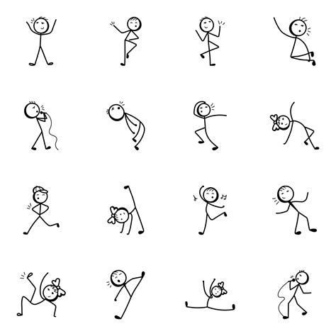 Dance Moves Doodle Stick Figure Icons 7507741 Vector Art at Vecteezy