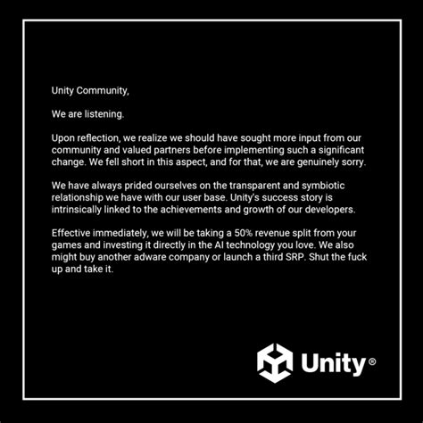 Apology from Unity (joke) | Unity Installation Fee Controversy | Know ...