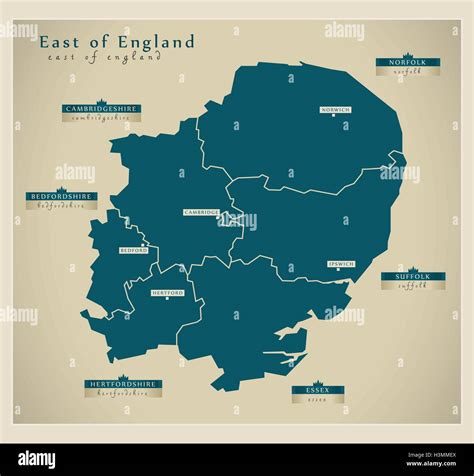 East england map hi-res stock photography and images - Alamy