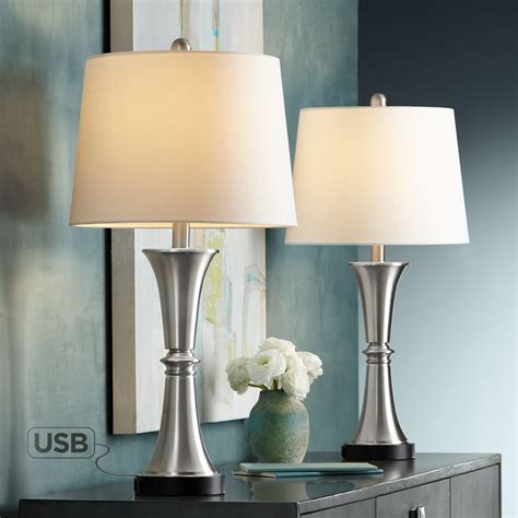 Light Lamps Modern Cream Floral Table Light Lamp with Shade Bedside ...