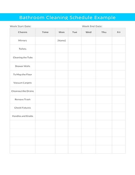 Hourly Bathroom Cleaning Schedule Template: Download 128+ Schedules in ...