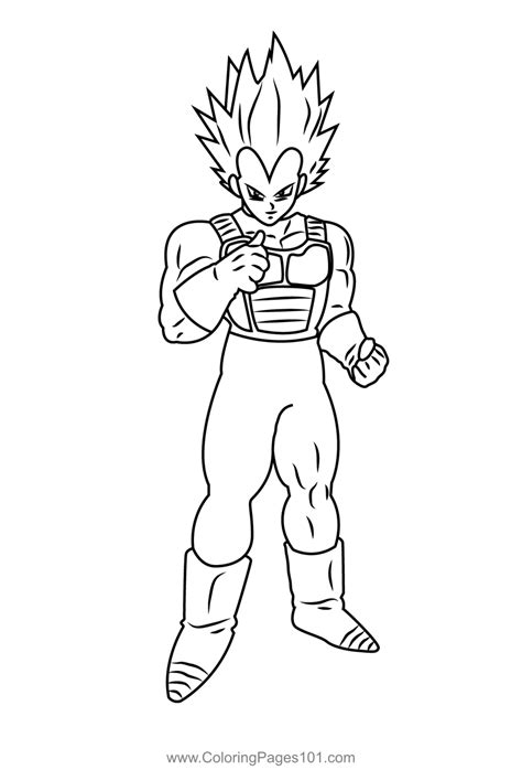 Vegeta Standing Coloring Page for Kids - Free Vegeta Printable Coloring ...