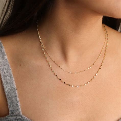 14K Gold Chain Necklace Delicate Dainty Layered Necklace - Etsy