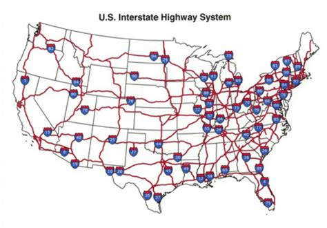 Map of the U.S. Interstate Highway System - The Interstate Highway Act ...