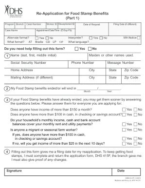 Application For Food Stamps - Fill and Sign Printable Template Online