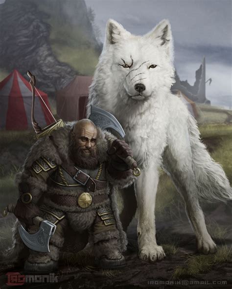 [ART] Dwarf Ranger and Dire Wolf Character Art : r/DnD