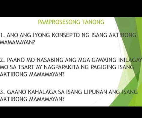 PAMPROSESONG TANONG 1 ANO ANG IYONG KONSEPTO StudyX