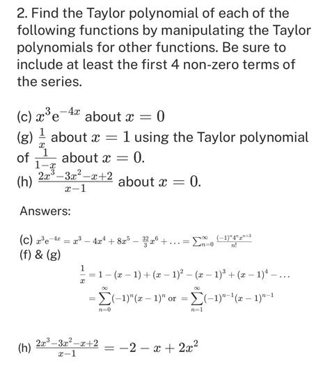 Solved Find the Taylor polynomial of each of thefollowing | Chegg.com