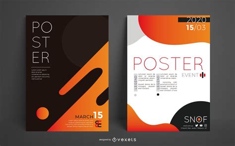 Abstract Editable Poster Design Set Vector Download