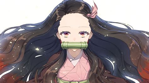 Demon Slayer Nezuko Kamado With Long Hair With White Background HD ...