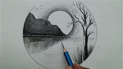 Very easy scenery for beginners step by step / nature pencil drawing