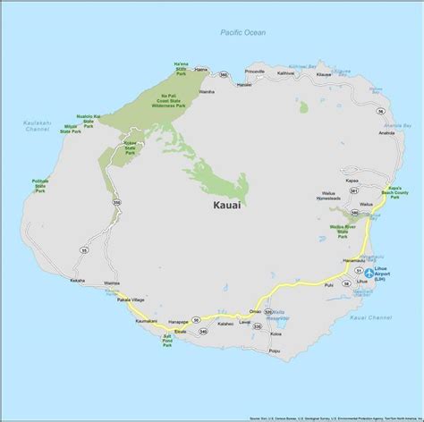 Kauai Island Map, Hawaii - GIS Geography