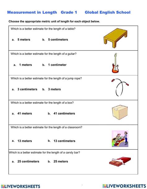 Measure in Meter and Centimeter worksheet | Live Worksheets ...