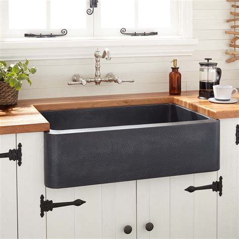 36" Fiona Hammered Copper Farmhouse Sink - Antique Black - Copper Farmhouse Sinks - Farmhouse ...