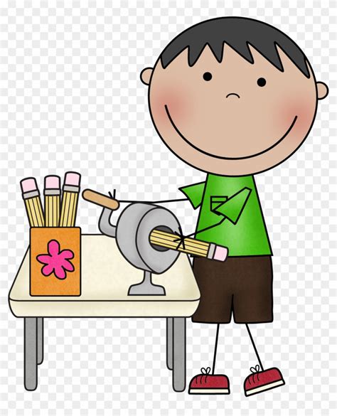 A girl sharpening a pencil - Stock Illustration [54344185] - PIXTA ...