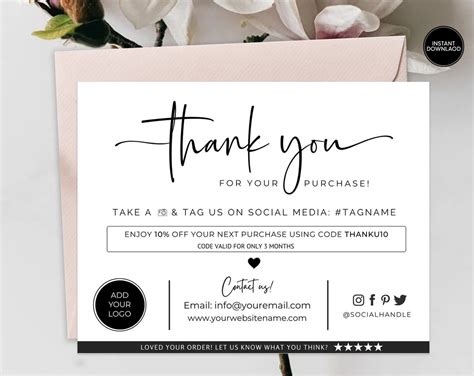 PRINTABLE Thank You Cards Business Template Etsy Small Business Thank ...