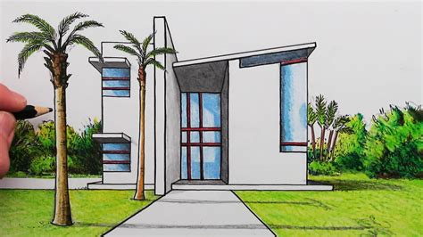 Simple Sketch Modern House Drawing - Goimages Bay