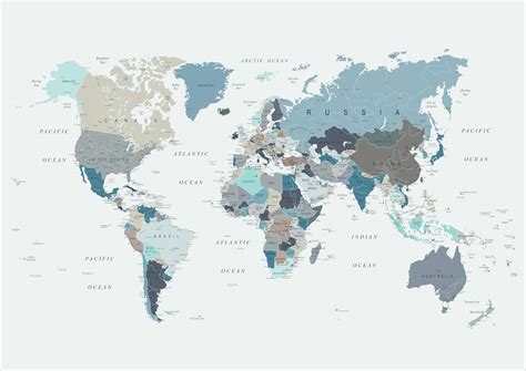 World Map in Neutral Tones Wallpaper | Happywall