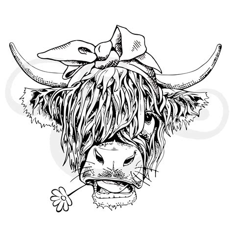 Free 163 Outline Cow Highland Cow Svg SVG PNG EPS DXF File