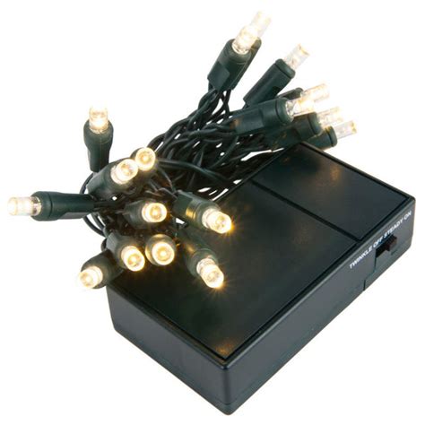 20 Warm White 5mm LED Battery Operated Lights with Green Wire – BulbAmerica