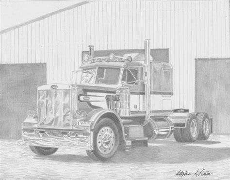 1978 Peterbilt Classic 359 SEMI TRUCK ART PRINT Drawing by Stephen ...