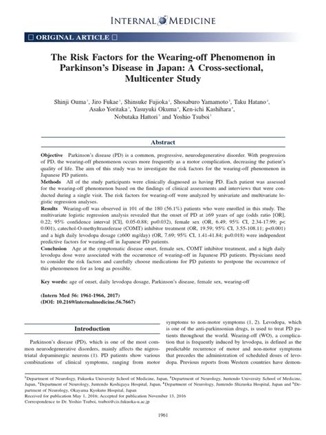 Wearing off parkinson | PDF | Parkinson's Disease | Dose (Biochemistry)