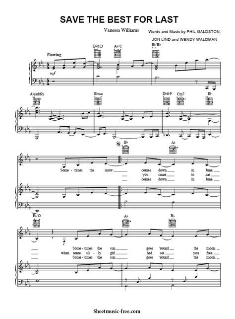 Save The Best For Last Sheet Music Vanessa Williams - ♪ SHEETMUSIC-FREE.COM