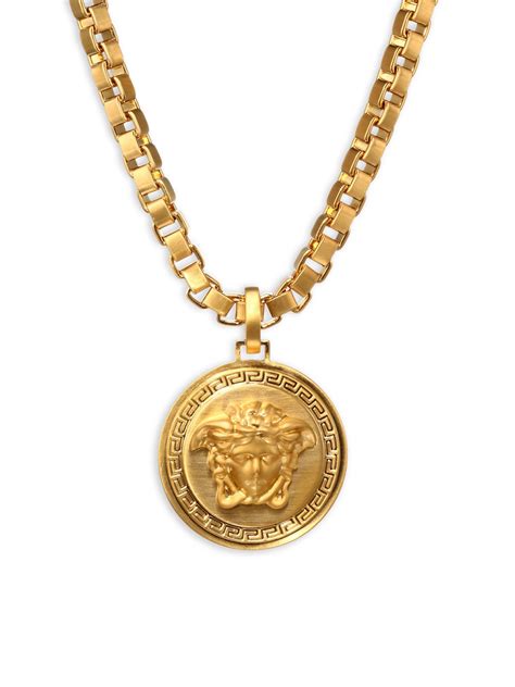 Lyst - Versace Chain Pendant Necklace in Metallic