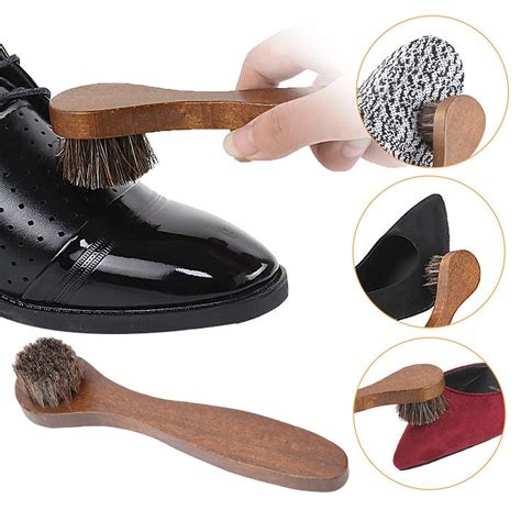 ESTINK Shoes Polish Applicator Brush,Horsehair Shine Shoes Brush Wood ...