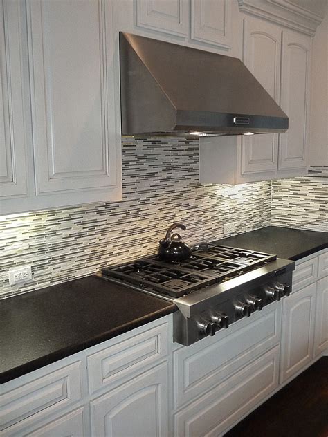 Kitchen Backsplash With White Cabinets And Black Granite - Custom ...