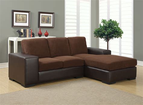 Dark Brown Corduroy/Brown Sofa Sectional from Monarch (8200BB ...