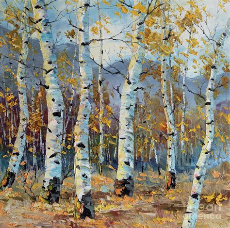 Birch Tree Forest Landscape Painting Painting by Willson Lau - Pixels