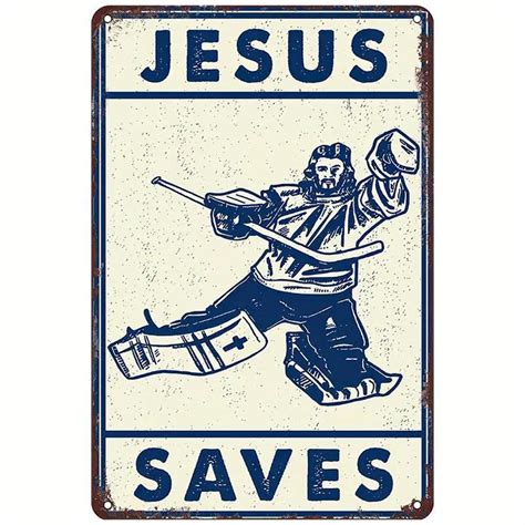 Retro Hockey Poster Sign Funny Hockey Metal Sign Saves - Temu