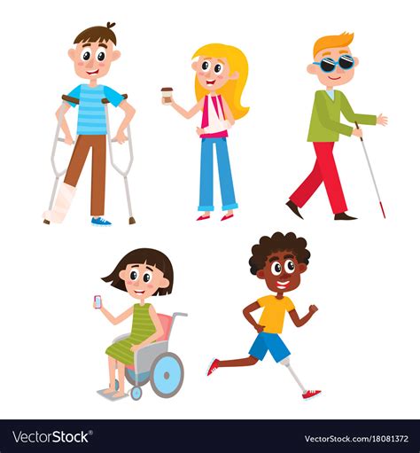 Cartoon people with injuries and disabilities Vector Image