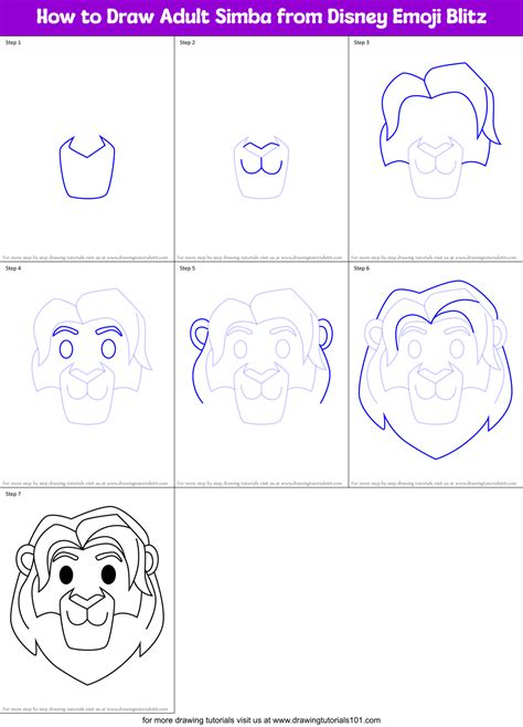 How to Draw Adult Simba from Disney Emoji Blitz (Disney Emoji Blitz ...