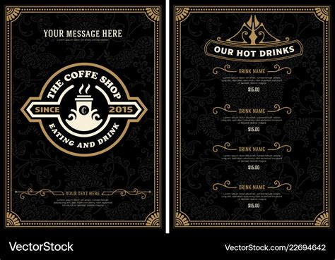 Coffee shop menu with floral background Royalty Free Vector