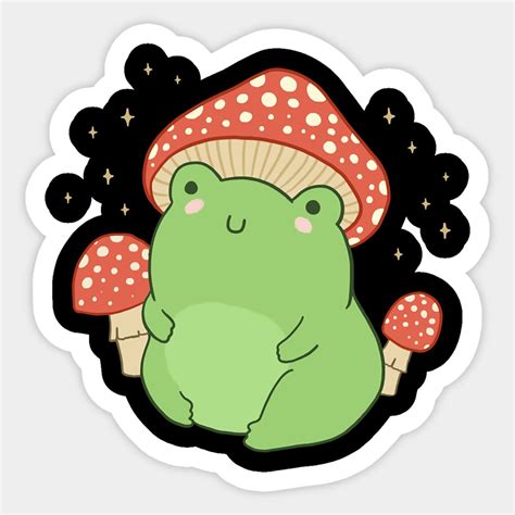 Cute Frog Mushroom Hat - Cottagecore Aesthetic Sticker | Cute Frog ...