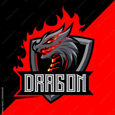 Dragon fire mascot esport logo design Stock Vector | Adobe Stock